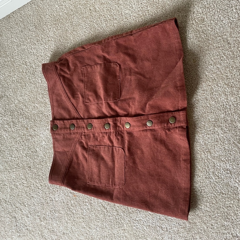 Burnt Orange Button Up Skirt